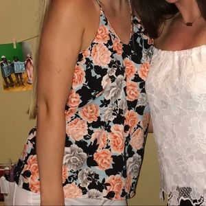 Dry goods, floral tank with ruffles